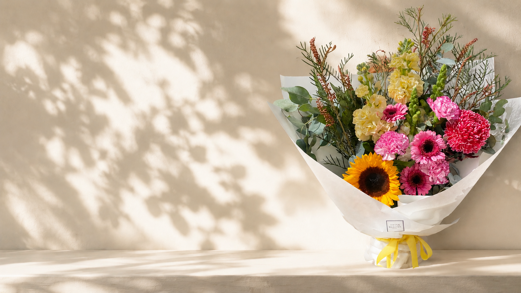 Think Blooms bright and cheerful birthday flower bouquet delivered same day melbourne wide 